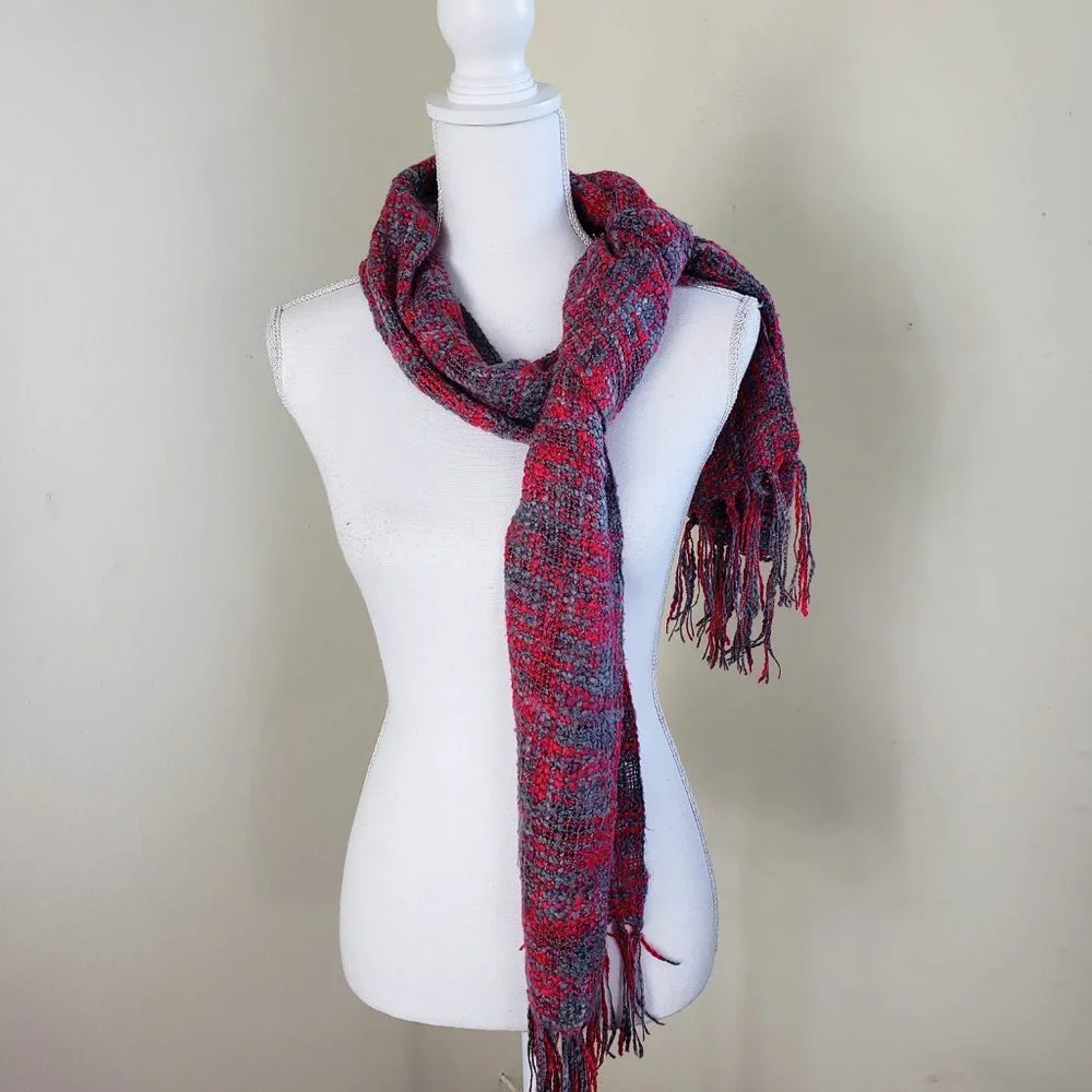 Confetti Knit Scarf -Red/Grey One Size Fits All